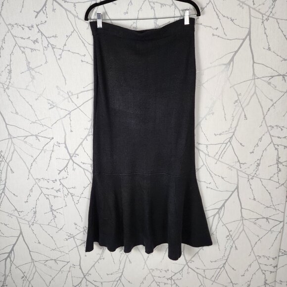 Lauren Vidal Black Wool Angora Blend Knit Pull On Maxi Skirt - Picture 4 of 6